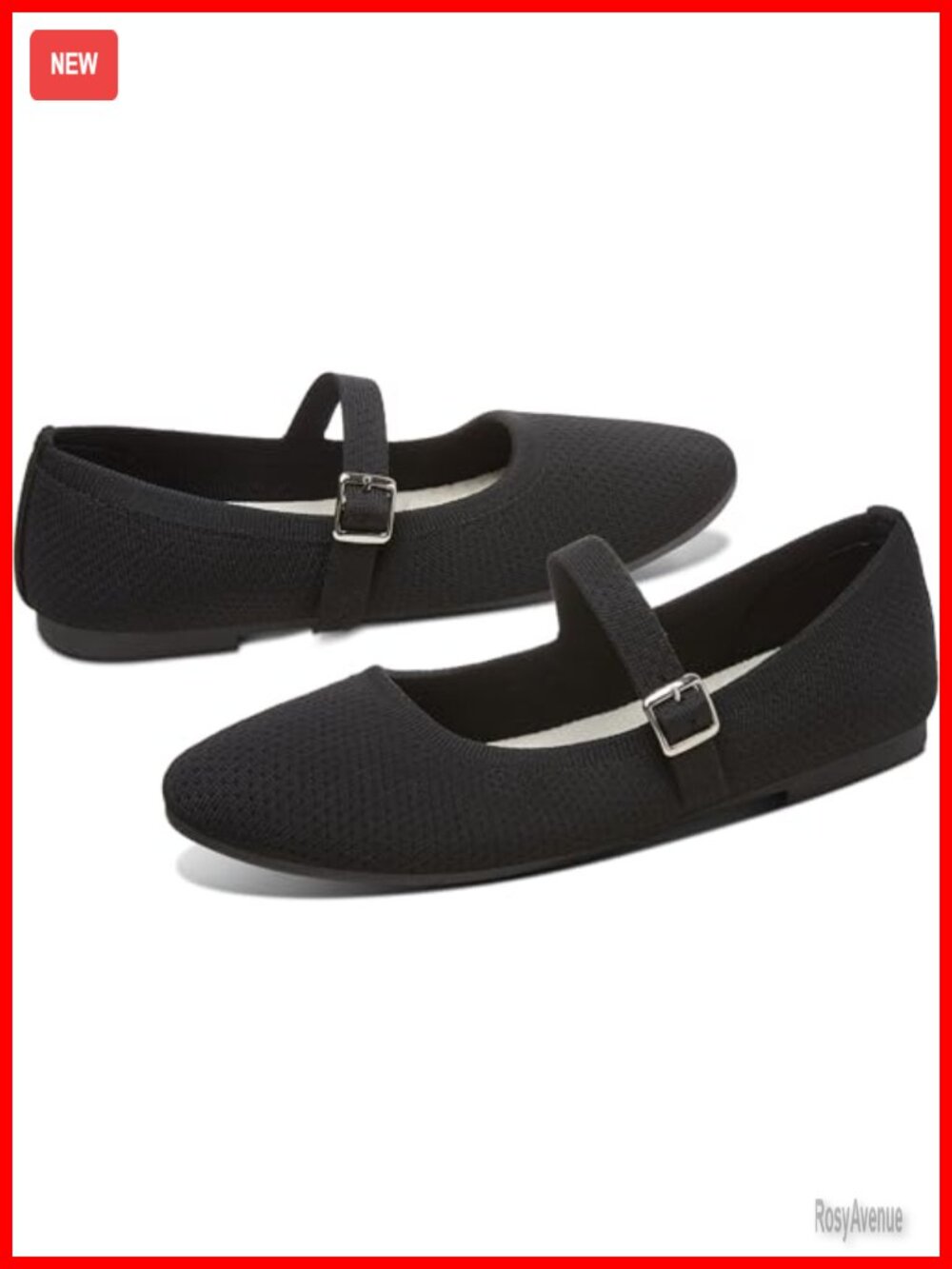 Women's Knit Mary Jane Flats Breathable Mesh Strap Ballet Shoes